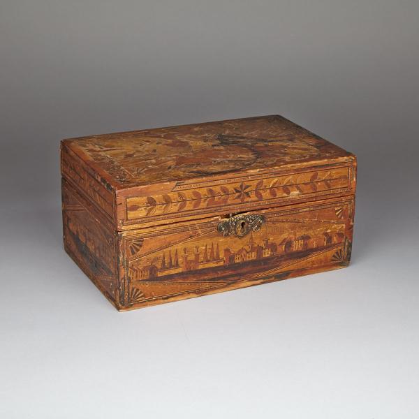 Appraisal: French Canadian Prisoner-of-War Style Straw Work Wedding Box probably Montreal