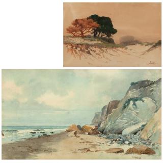 Appraisal: Elmer Wachtel Two works ''Santa Barbara Coastline'' and trees near