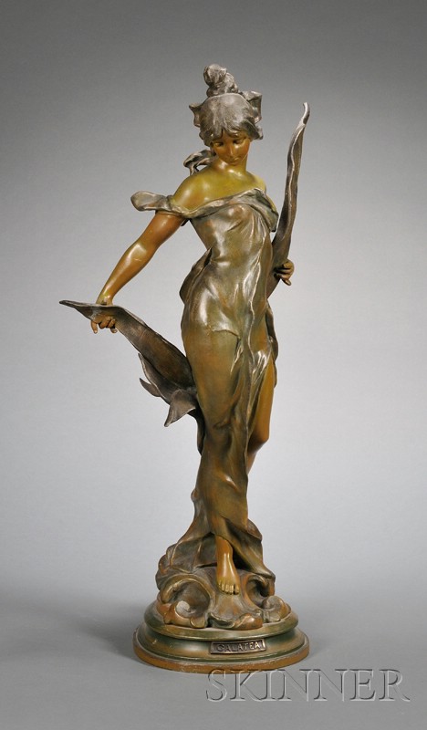 Appraisal: Art Nouveau Patinated Metal Figure of a Nymph Galatea early