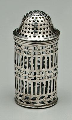 Appraisal: Hester Bateman English silver shaker pepper shaker with unmarked pierced