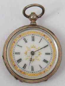 Appraisal: A Victorian German silver lady's fob watch with enamel dial