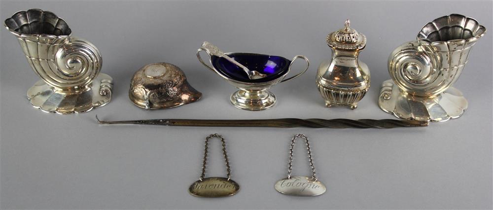 Appraisal: GROUP OF ENGLISH AND AMERICAN SILVER SILVER NAUTILUS PAIR CASTER