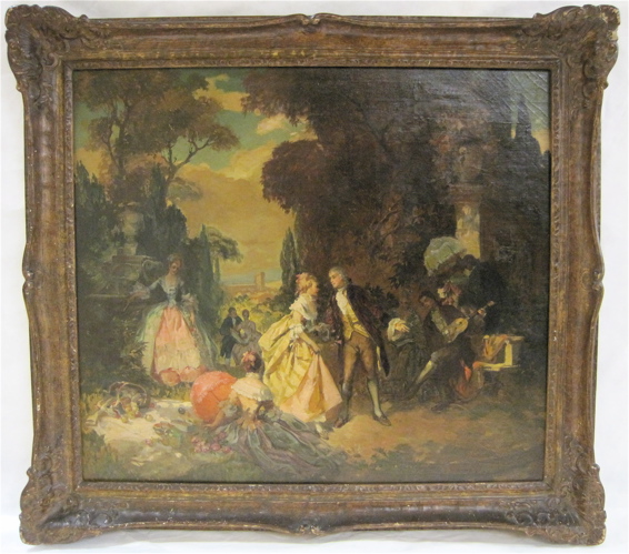 Appraisal: LOUIS JAMBOR OIL ON CANVAS The Picnic a landscape with