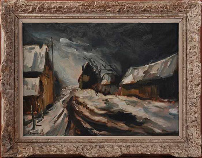 Appraisal: EUROPEAN SCHOOL WINTERSCAPE Oil on canvas x in