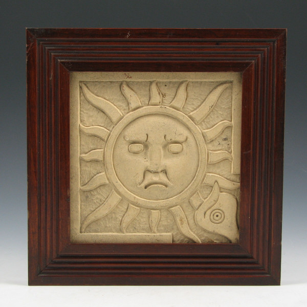 Appraisal: Rare Weller art tile of Sun in an Aztec or