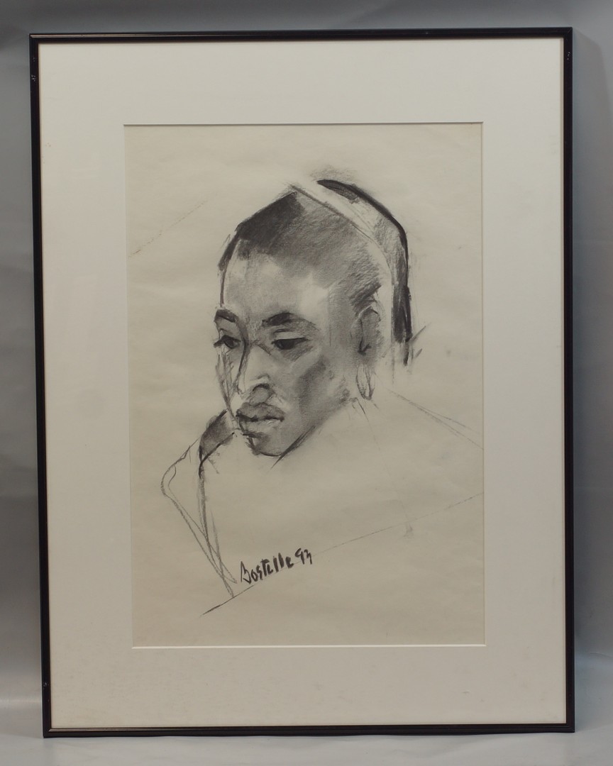 Appraisal: Tom Bostelle American PA - charcoal on paper Portrait of