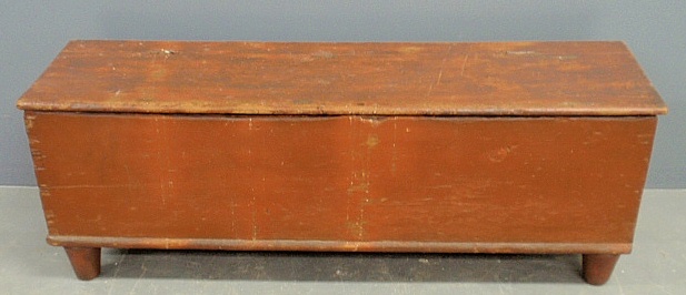 Appraisal: - Red painted wood box with dovetailed construction h x