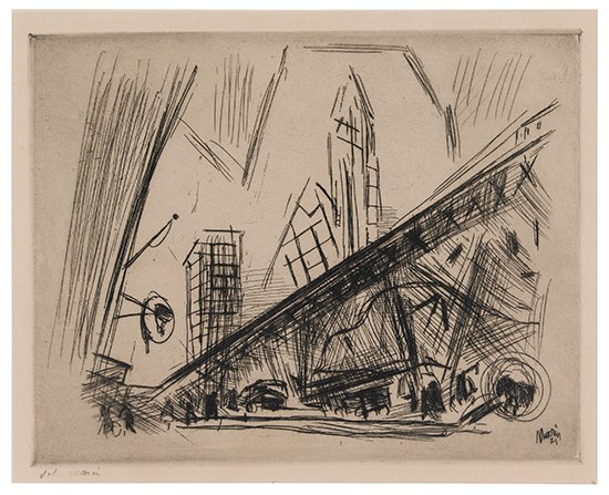 Appraisal: JOHN MARIN Downtown New York The El Etching and drypoint