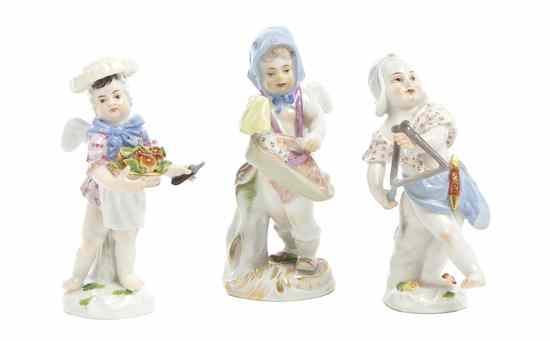 Appraisal: Three Meissen Porcelain Figures each depicting female putti at various