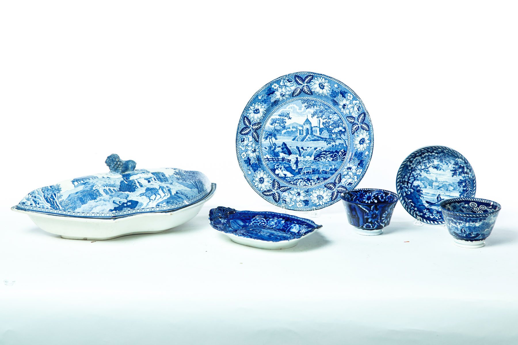 Appraisal: GROUP OF STAFFORDSHIRE TRANSFERWARE England mid th century Blue transfers