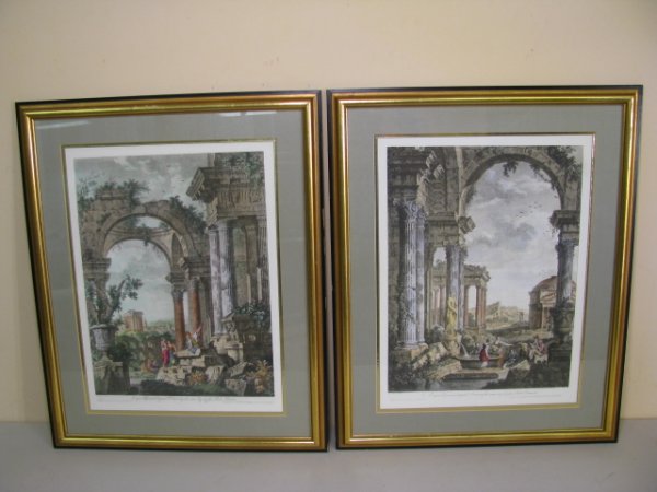 Appraisal: Frame matted and under glass Geo Paolo Pannini engraving prints