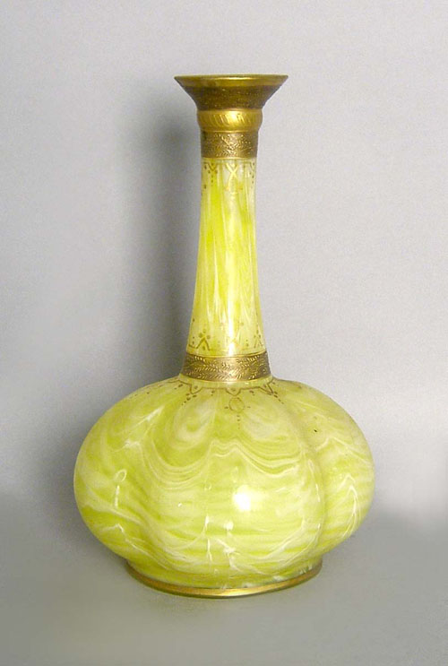 Appraisal: Art glass vase with gilt highlights h