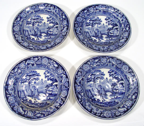 Appraisal: Four George Jones Victorian pottery bowls transfer printed with blue