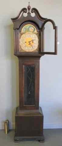 Appraisal: Colonial Mahogany Tall Case Clock With moon phase and Westminster