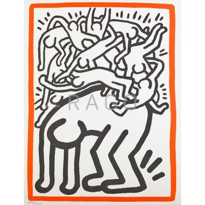 Appraisal: Keith Haring American - Untitled Fight Aids Worldwide Lithograph in