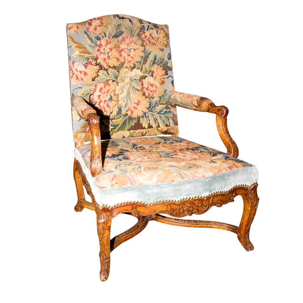 Appraisal: Regence Style Walnut Fauteuil a la Reine th Century The