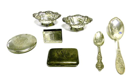 Appraisal: SILVER Seven pieces of sterling including two elaborate spoons one