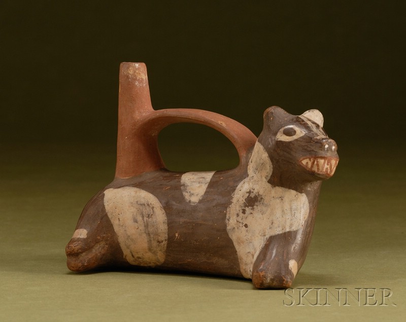 Appraisal: Pre-Columbian Polychrome Pottery Dog Peru Nazca c - A D