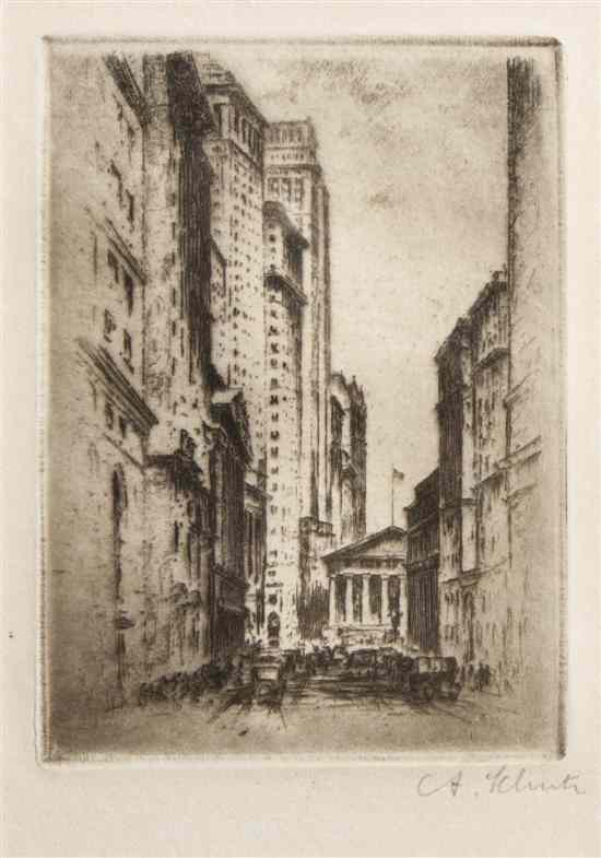 Appraisal: A Kluth th century Wall Street etching signed A Kluth