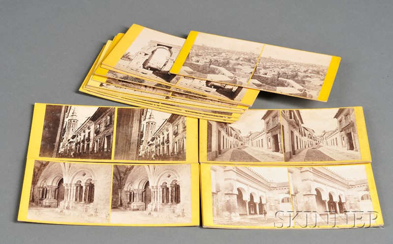 Appraisal: Eighteen Stereo Views by Frank M Good London on yellow