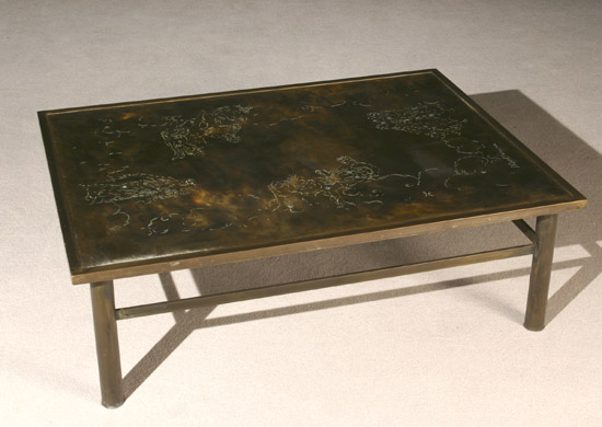 Appraisal: Philip and Kelvin Laverne Patinated Bronze Coffee Table Circa s