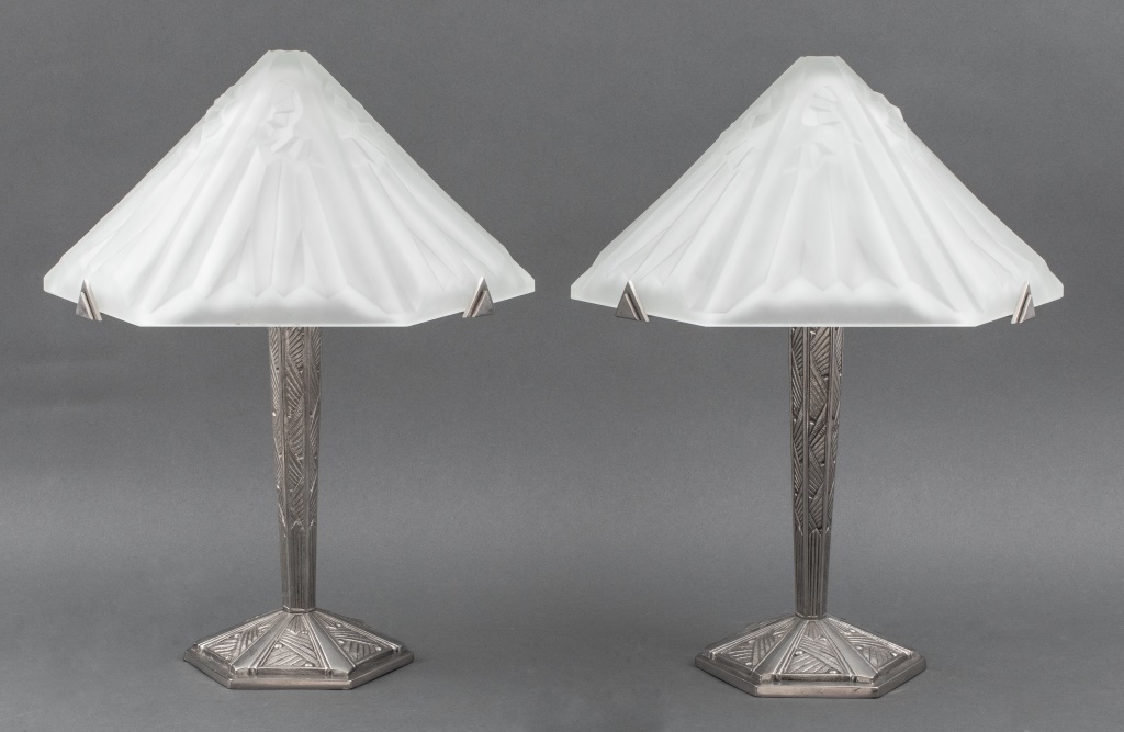 Appraisal: FRENCH ART DECO TABLE LAMPS PR French Art Deco pair