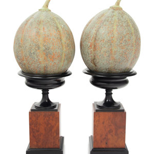 Appraisal: A Pair of Continental Maple Veneered and Parcel Ebonized Urns