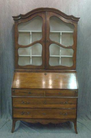 Appraisal: Slant Front Secretary Bookcase with Wire Doors From a Greenwich