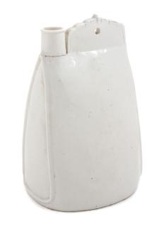 Appraisal: A White Glazed Stoneware Flask A White Glazed Stoneware Flask