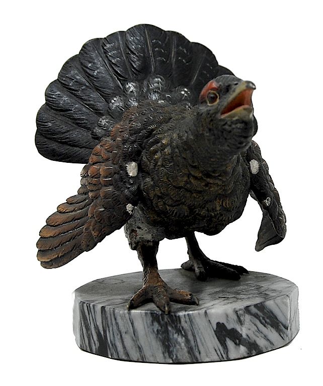 Appraisal: Kauba Cold Painted Vienna Bronze turkey Large Vienna Bronze Painted