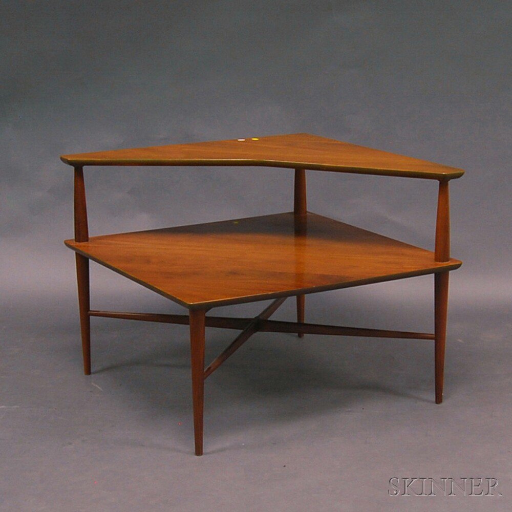 Appraisal: Heritage Henredon Walnut Two-tier Corner Table ht wd dp in