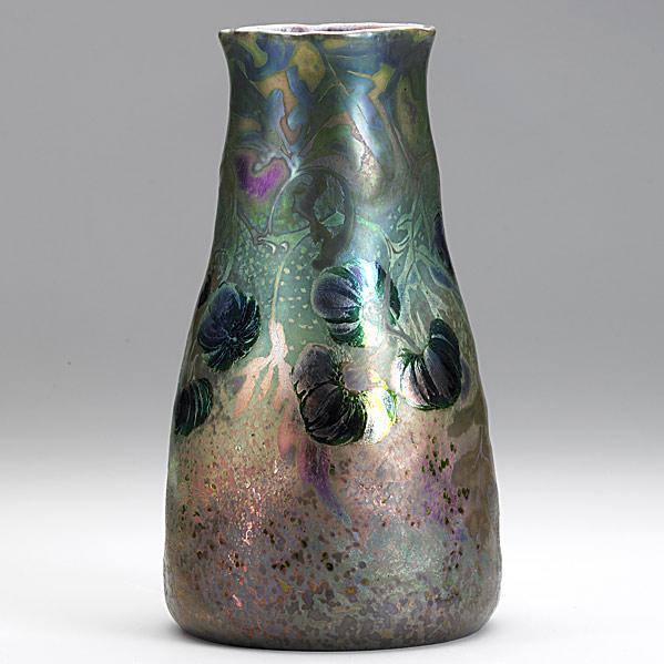 Appraisal: CLEMENT MASSIERVase with lustrous glaze blossomsSigned Clement Massier Golfe Juan