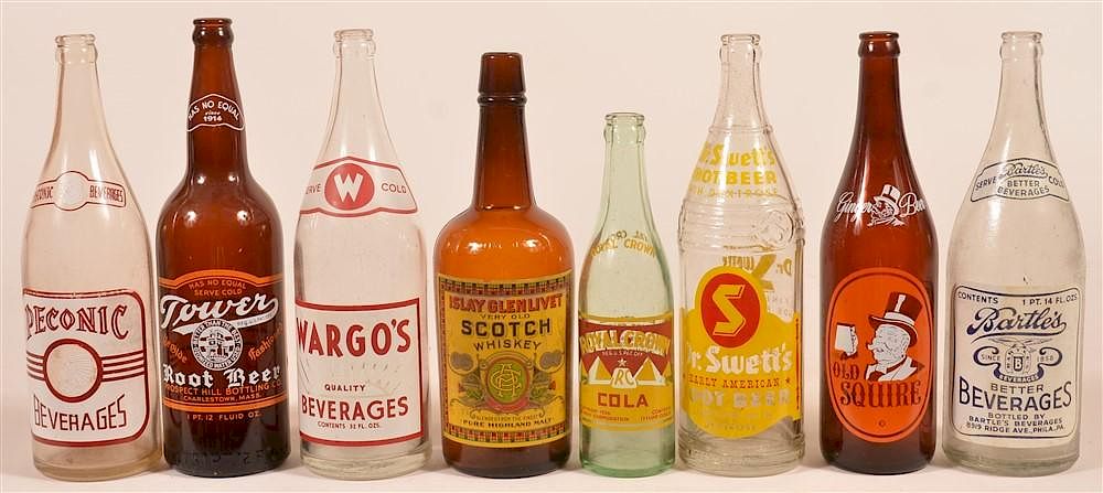 Appraisal: Lot of Vintage Painted Label Glass Soda Bottles Lot of