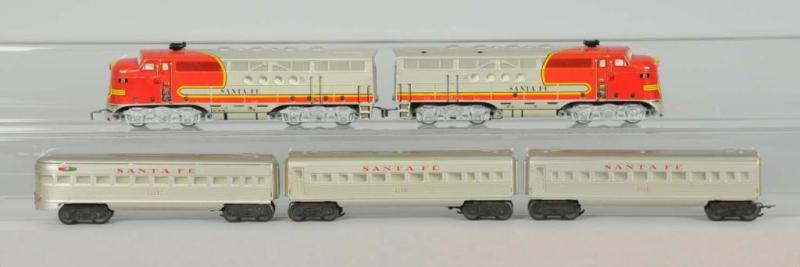 Appraisal: Marx O-Gauge Santa Fe Diesel Passenger Set Description Post-war Includes