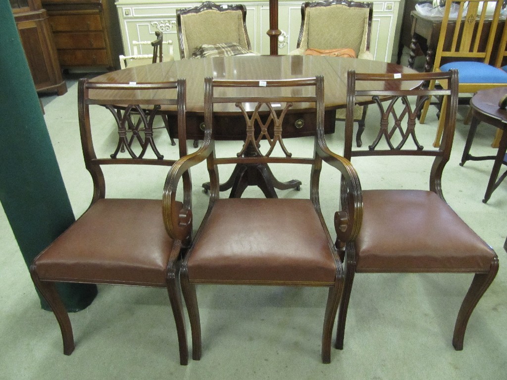 Appraisal: Reproduction dining table with three chairs