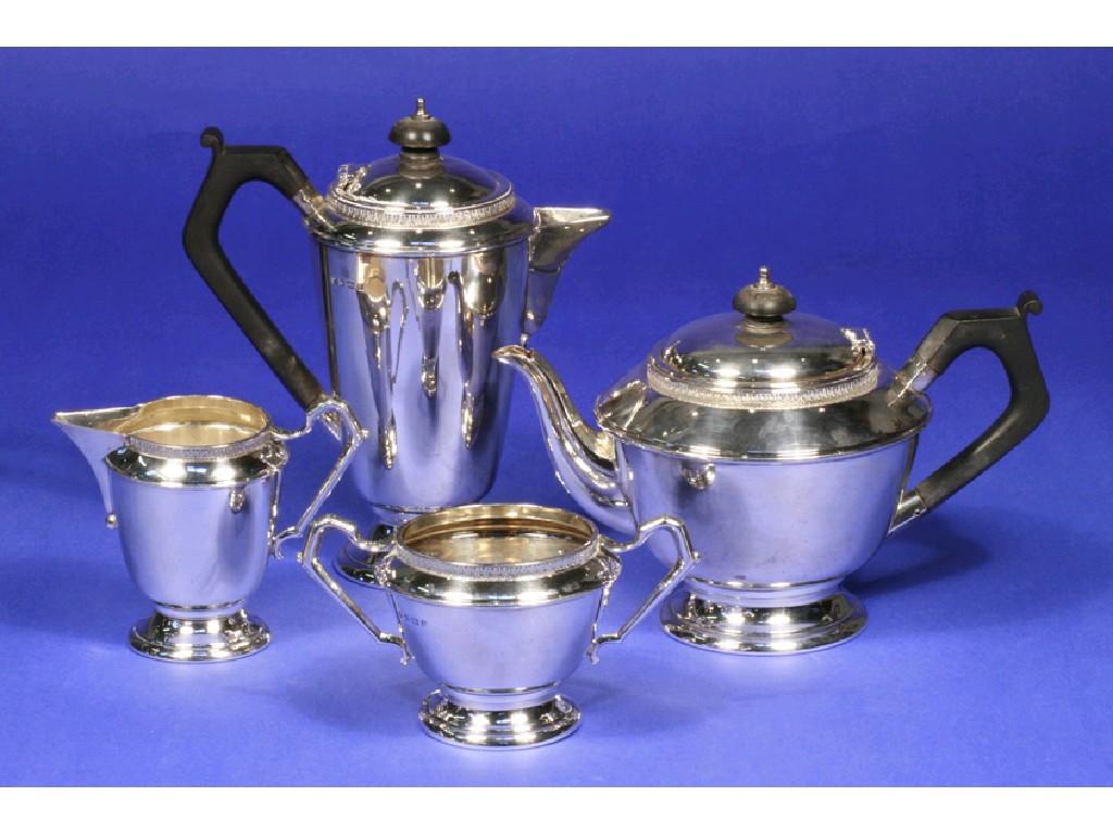 Appraisal: A FOUR PIECE TEA COFFEE SET of tapering circular form