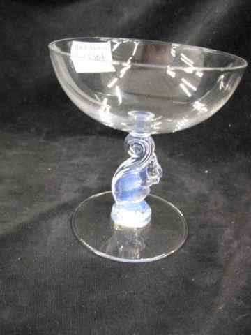 Appraisal: Libbey ''Moonstone'' Silhouette Patterncrystal squirrel champagne glass figural stems ''