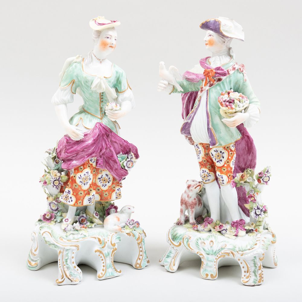 Appraisal: Pair of Derby Porcelain Figure of a Shepherd and a