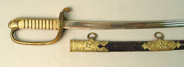 Appraisal: A Japanese kyu-gunto naval officer's sword Slightly curved inch nickeled