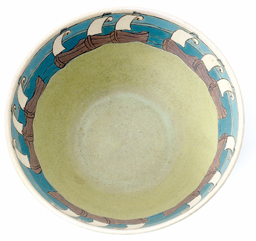 Appraisal: SATURDAY EVENING GIRLS Exceptional bowl decorated in cuerda seca with