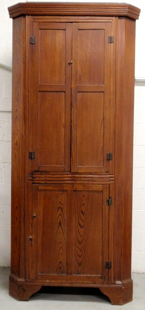 Appraisal: Southern pine corner cupboard th c one-piece with blind door