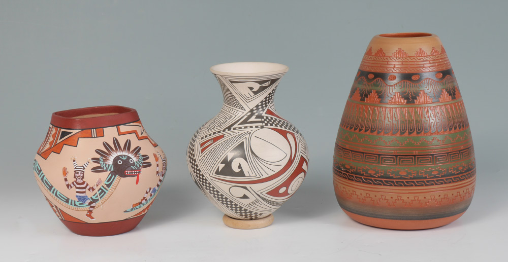 Appraisal: PIECES CONTEMPORARY SOUTHWEST POTTERY piece total to include Nicolas Quezada