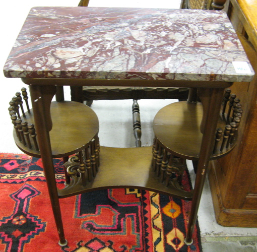 Appraisal: VICTORIAN STYLE MARBLE-TOP LAMP TABLE American early th century the