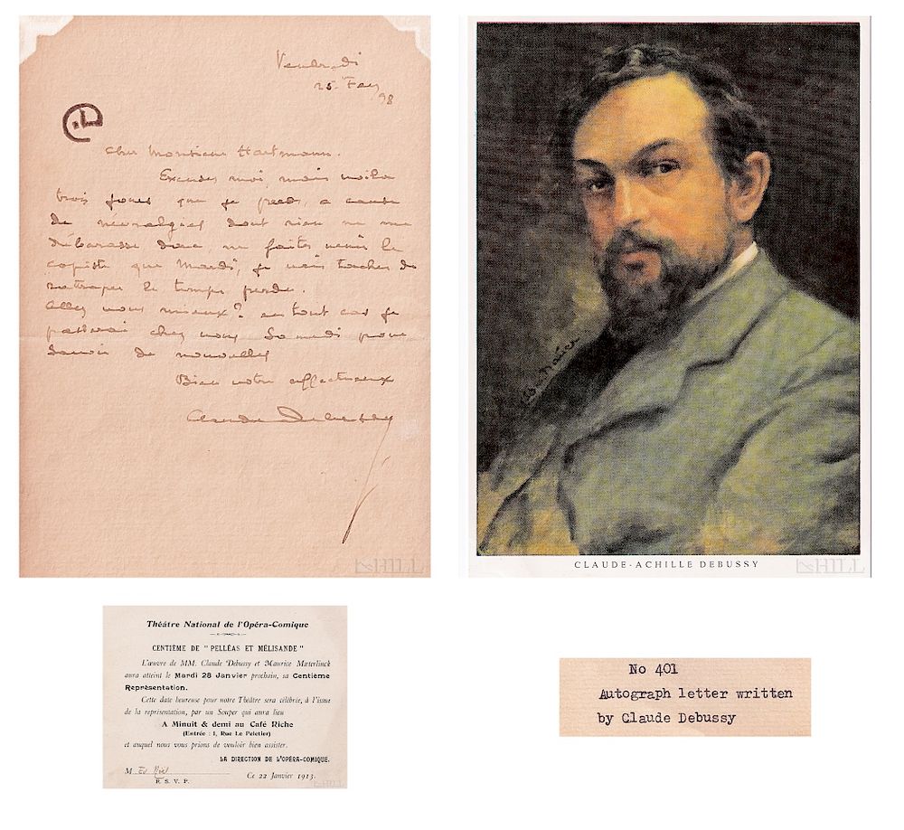 Appraisal: Claude Debussy LOT Autographed Letter SIGNED c Claude Debussy French