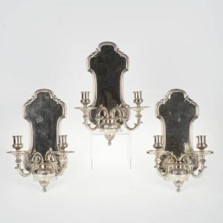 Appraisal: Set George V sterling silver wall sconces London circa maker's