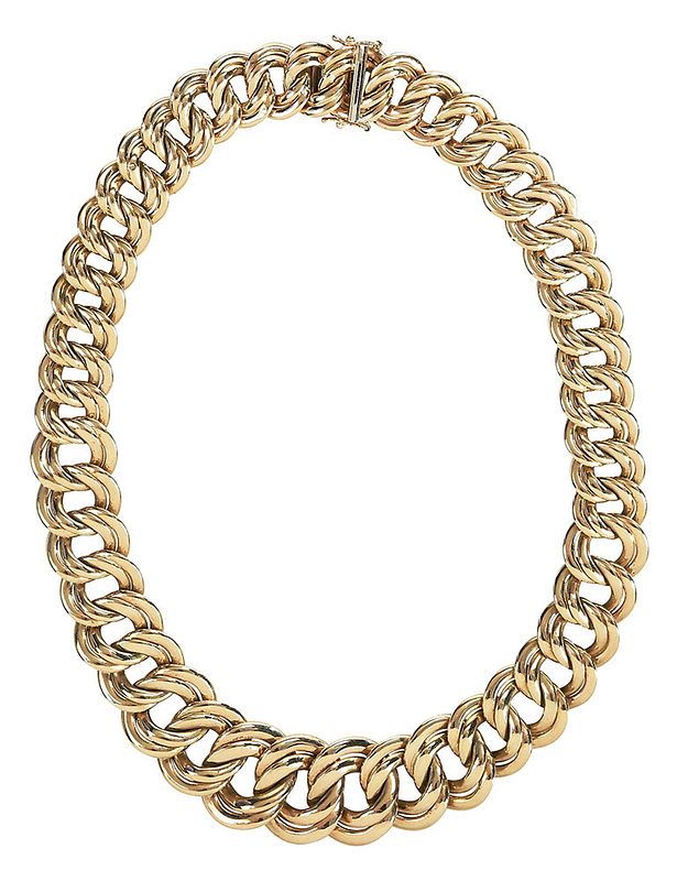 Appraisal: kt Necklace fancy link chain stamped kt Italy yellow gold