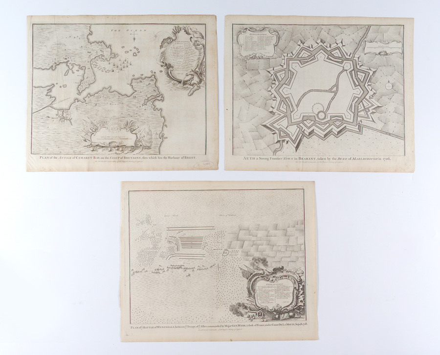 Appraisal: PIECE ENGLISH BATTLE PLAN MAP COLLECTION Plan of Ye Battle