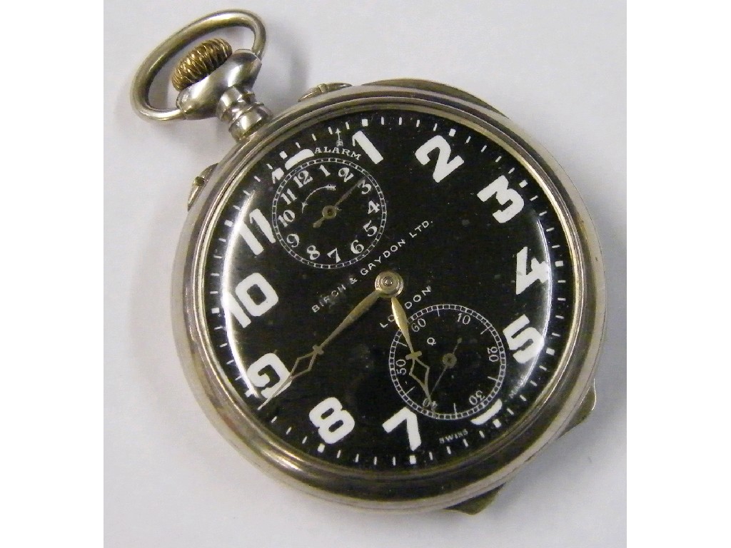 Appraisal: Zenith silver lever alarm pocket watch the black dial with