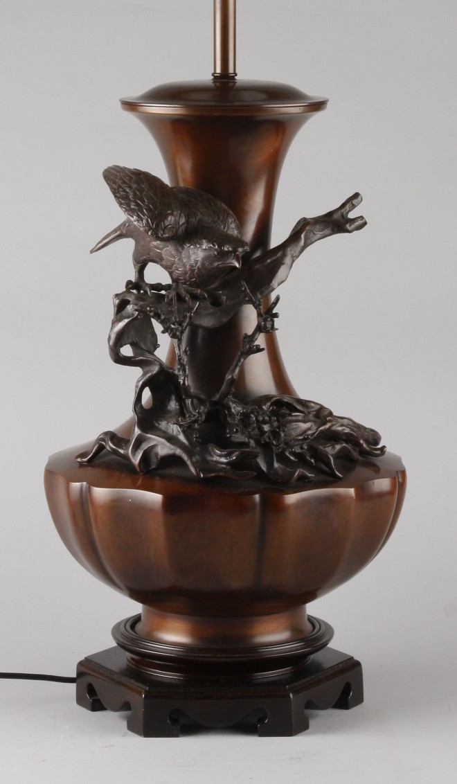 Appraisal: Lamp with figural bird on branch electrified lamp t