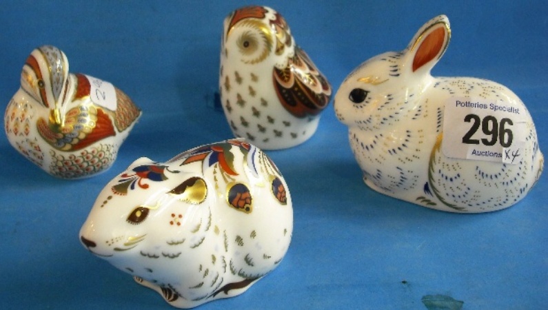 Appraisal: Royal Crown Derby Paperweights Members Exclusives Rabbit Bank Vole Owlet